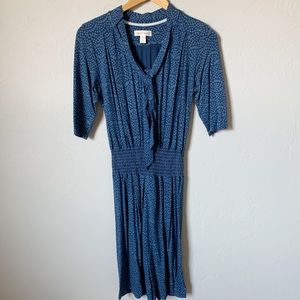 Stewart Brown Hemp Blend Blue Geometric Print Dress